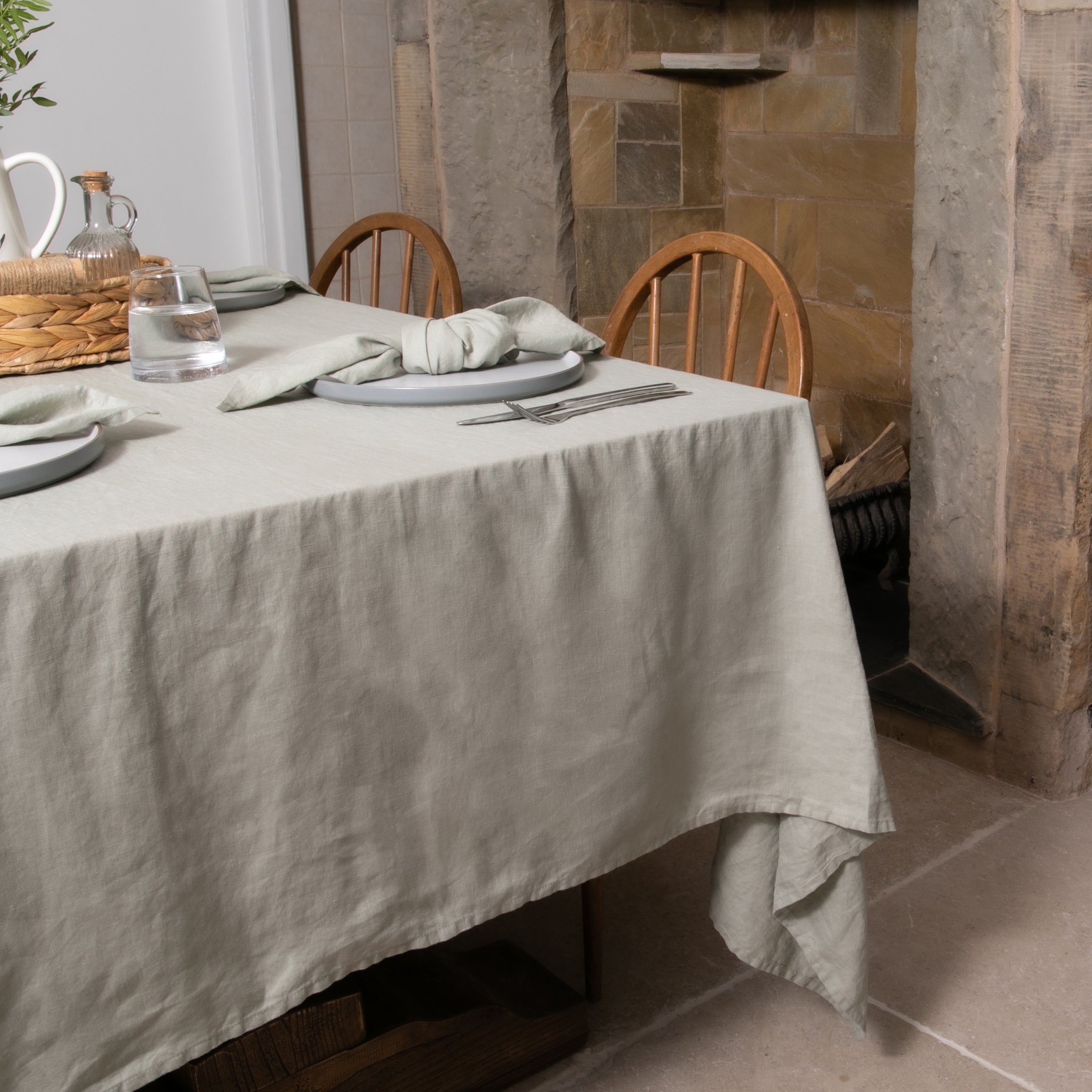 Stone 100% Linen Tablecloth